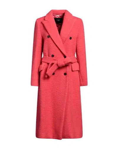 Seventy Sergio Tegon Seventy Venezia Woman Coat Coral Size 4 Virgin Wool, Polyamide In Red