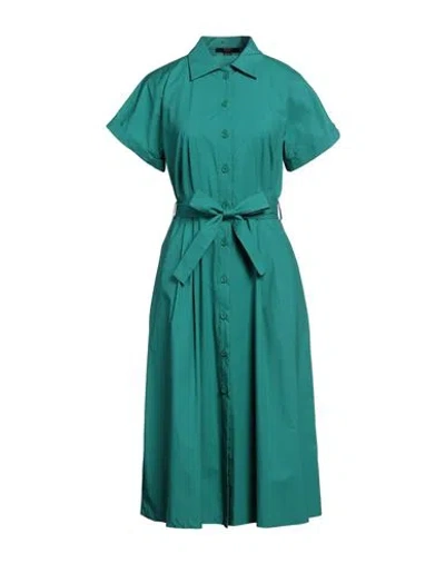 Seventy Sergio Tegon Woman Midi Dress Emerald Green Size 6 Cotton, Elastane