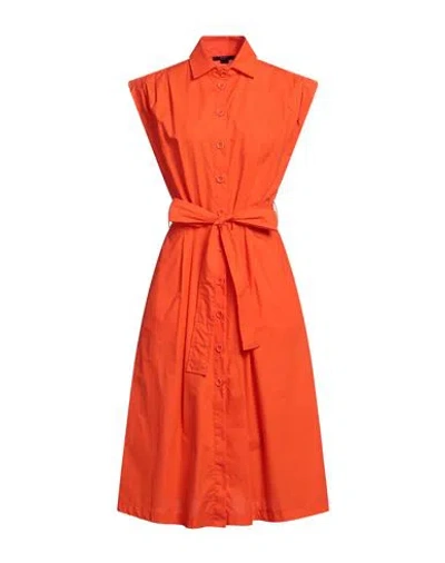 Seventy Sergio Tegon Woman Midi Dress Orange Size 8 Cotton