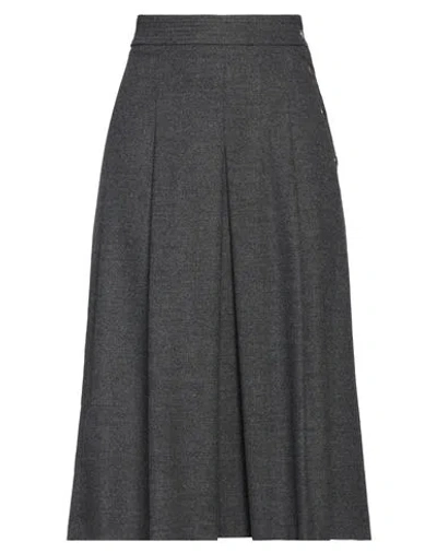 Seventy Sergio Tegon Woman Midi Skirt Grey Size 8 Wool, Polyester, Viscose, Polyamide, Elastane In Gray