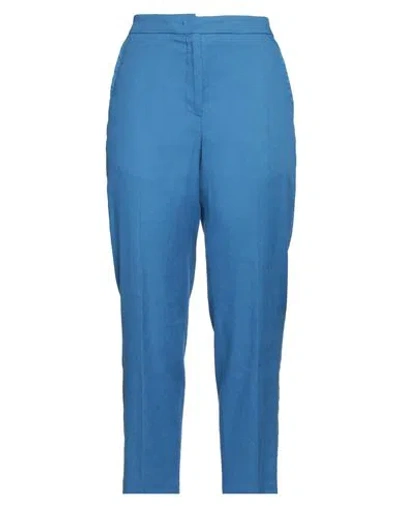 Seventy Sergio Tegon Seventy Venezia Woman Pants Azure Size 6 Linen, Cotton, Elastane