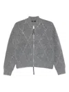 Seventy Sergio Tegon Zip-up Sweater With Diamond Pattern In Gray