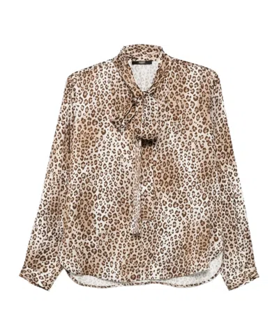 SEVENTY LEOPARD-PRINT TIE-NECK BLOUSE
