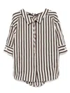 Seventy Stripes Shirt With Front Tie In Brown