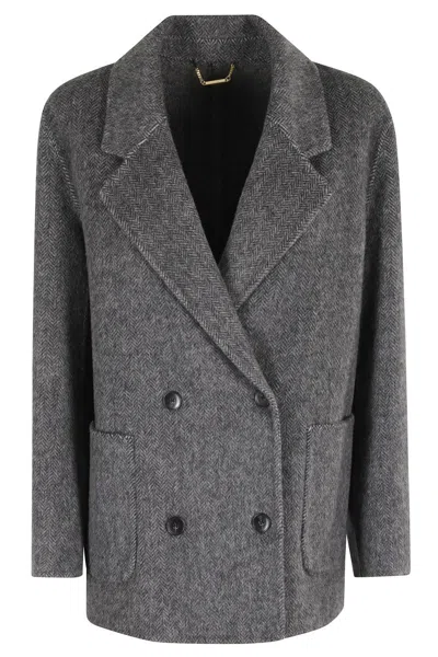 Seventy Short Navy Jacket With Collar In Gray