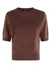 Seventy Bordeaux Cashmere Sweater With Crew Neck And Short Sleeves In Brown
