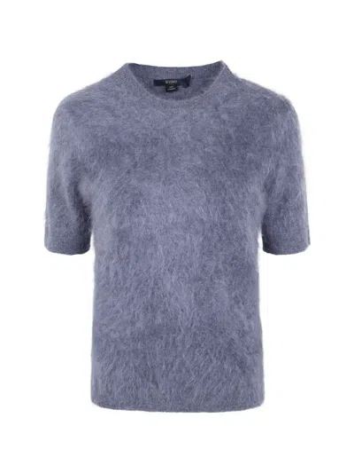 Seventy Cashmere Short Sleeves Round Neck Sweater In Blue