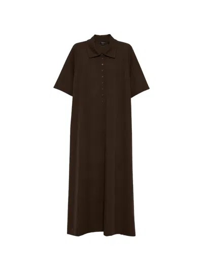 Seventy Short-sleeve Polo Maxi Dress In Brown