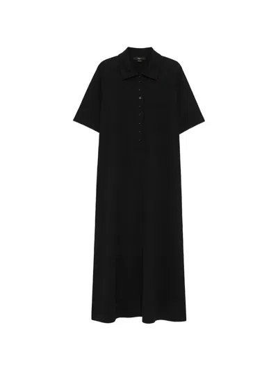 Seventy Short-sleeve Polo Midi Dress In Black