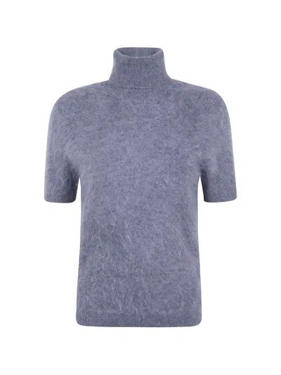 Seventy Short-sleeve Roll-neck Top In Gray