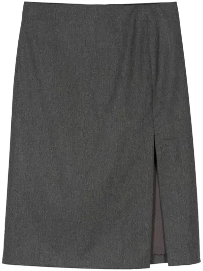 Seventy Side-slit Pencil Skirt In Grey