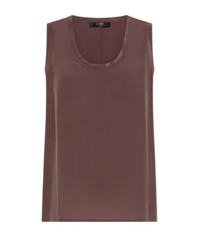 Seventy Silk Blend Sleeveless Top. In Brown