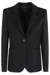 Seventy Single-breasted Black Jacket With Classic Revers Collar In Black