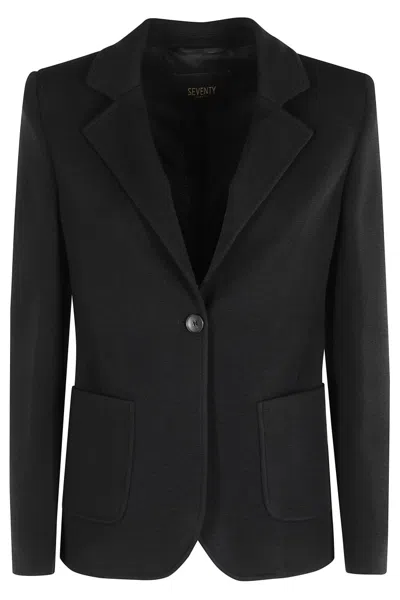 Seventy Single-breasted Black Jacket With Classic Revers Collar