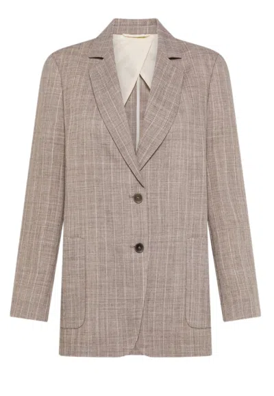 Seventy Single-breasted Jacket  Gessata In Neutral