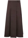 Seventy A-line Brown Poplin Stretch Maxi Skirt