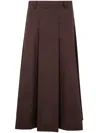 Seventy A-line Brown Poplin Stretch Maxi Skirt In Dark Brown
