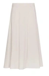 Seventy Pleated Midi Skirt In Fluid Viscose Diagonal In Beige