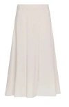Seventy Pleated Midi Skirt In Fluid Viscose Diagonal In Beige