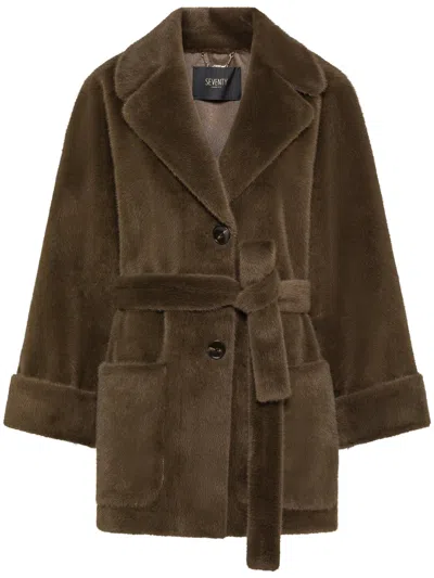 Seventy Sleek Polyester Coat In Brown