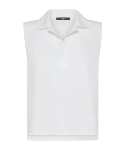 Seventy Sleeveless Crop Top In Pure Linen In White