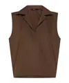 Seventy Sleeveless Crop Top In Stretch Poplin In Testa Di Moro