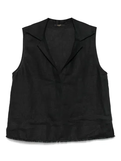 Seventy Sleeveless Linen Top In Black
