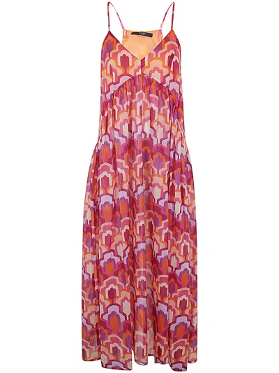 Seventy Sleeveless Printed Dress In Fucshia