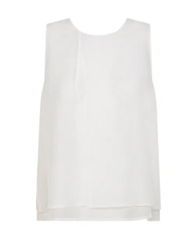 Seventy Sleeveless Top In Crinkled Plain Voile. In White