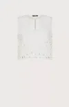 Seventy Sleevless Crop Top In Embroidery In White
