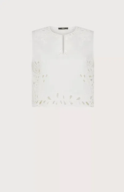 Seventy Sleevless Crop Top In Embroidery In White