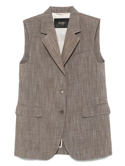 Seventy Slub-texture Waistcoat In Brown