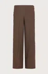 Seventy Stretch Straight Leg Linen Trousers In Brown