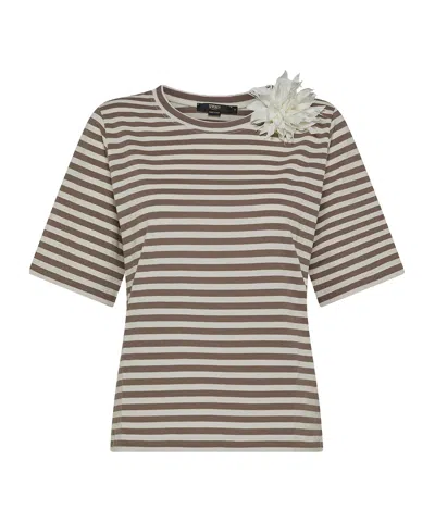 Seventy Striped Cotton Jersey Crewneck T-shirt In Beige