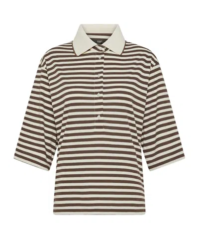 Seventy Striped Cotton Jersey Polo Shirt In White