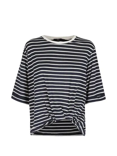 Seventy Striped Knotted Top In Black