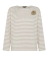 Seventy Striped Stretch Viscose Crewneck T-shirt With Lurex In Light Brown
