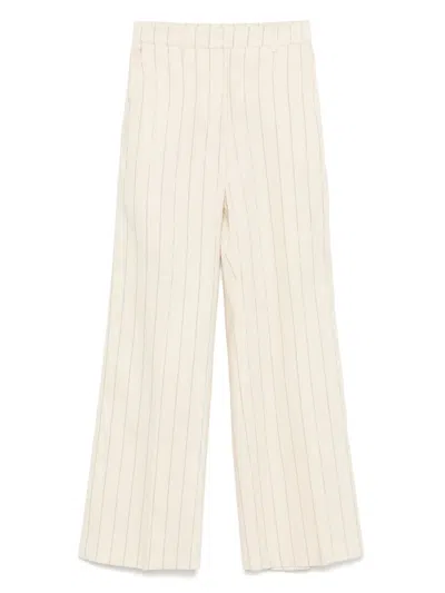 Seventy Cream Linen Blended Pinstriped Jacket In Neutral