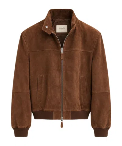 Seventy Suede Bomber Jacket In Dark Brown