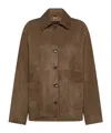 Seventy Suede Cropped Jacket In Green