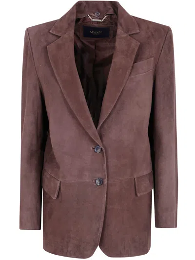 Seventy Suede Single-breasted Blazer In Brown