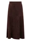 Seventy Suede Paneled Midi Skirt In Brown