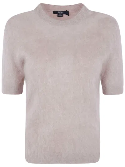 Seventy Sweater Cashmere Short Sleeves Round Neck In Pink