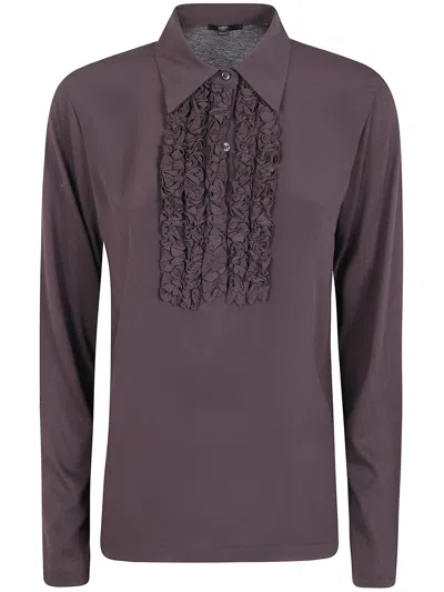 Seventy Long-sleeved Floral Knit Polo Shirt In Purple