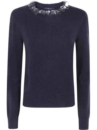 Seventy Sweater Round Neck Appliques In Blue