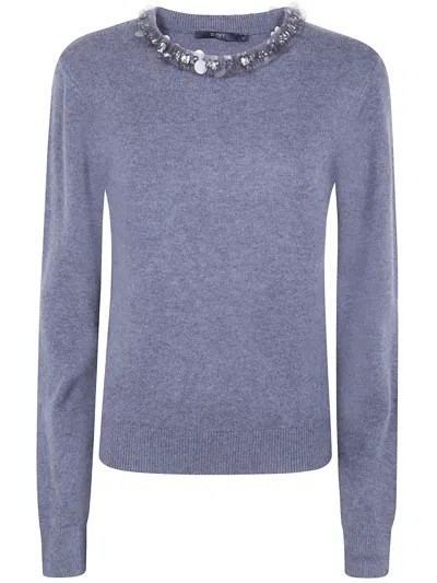 Seventy Round Neck Sweater With Appliques In Blue