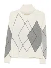 Seventy Argyle-pattern Roll-neck Sweater In White
