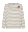 Seventy Striped Stretch Viscose Crewneck T-shirt With Lurex In Beige