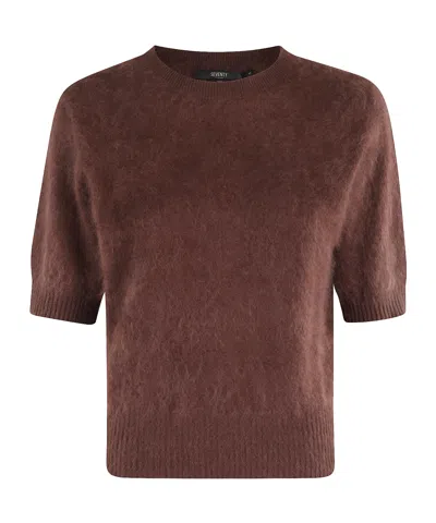 Seventy Short-sleeve Knitted T-shirt In Brown