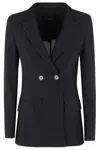 Seventy Black Double-breasted Flap Pockets Polyester-blend Jacket In Black